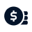 Icon showing a dollar sign with circular elements, representing cost or pricing.