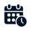 Icon of a calendar with a clock, representing scheduling or time tracking.