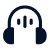 Icon of a face wearing headphones, representing listening or support.